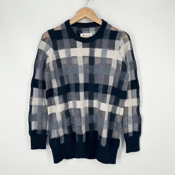 Maison Martin Margiela Plaid Crewneck Sweater Wool Alpaca Blend Open Knit - Picture 1 of 11